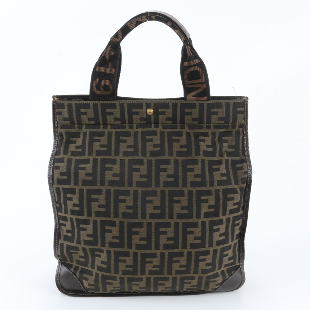 Fendi FF Zucca 26555 Leather Tote Bag Shoulder Handbag Brown Women's